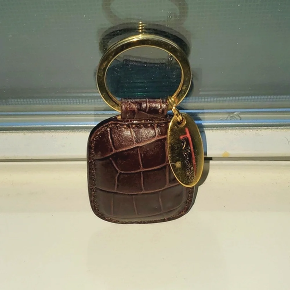 VTG Talbots Croc Embossed Leather Keychain Made in Italy